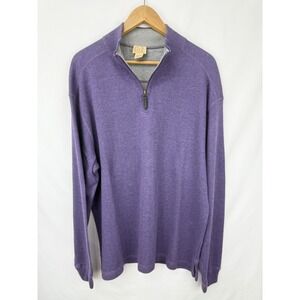 Jos A‎ Bank Mens 1/4 Zip Sweater Purple Long Sleeve 100% Cotton Sz L Preppy